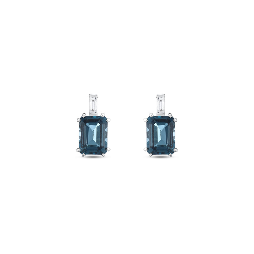 5,78 Karat Pırlanta London Blue Topaz Küpe | Aşk Pırlanta