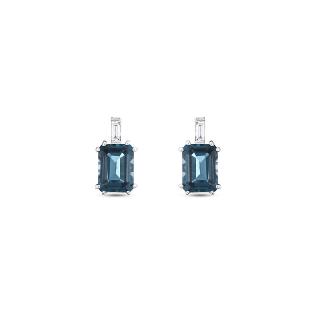 5,78 Karat Pırlanta London Blue Topaz Küpe