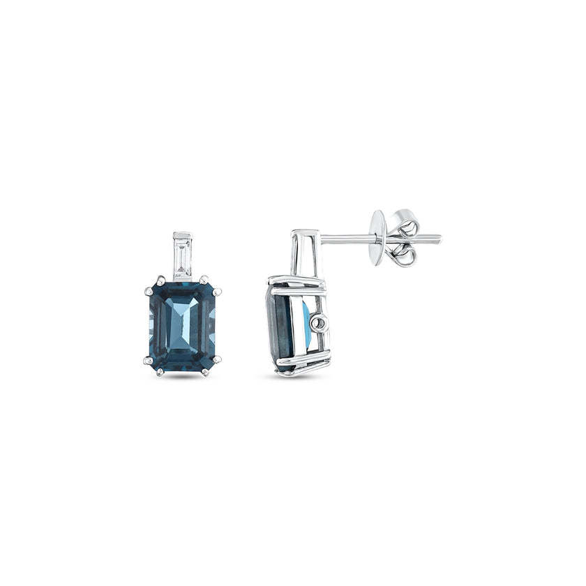 5,78 Karat Pırlanta London Blue Topaz Küpe
