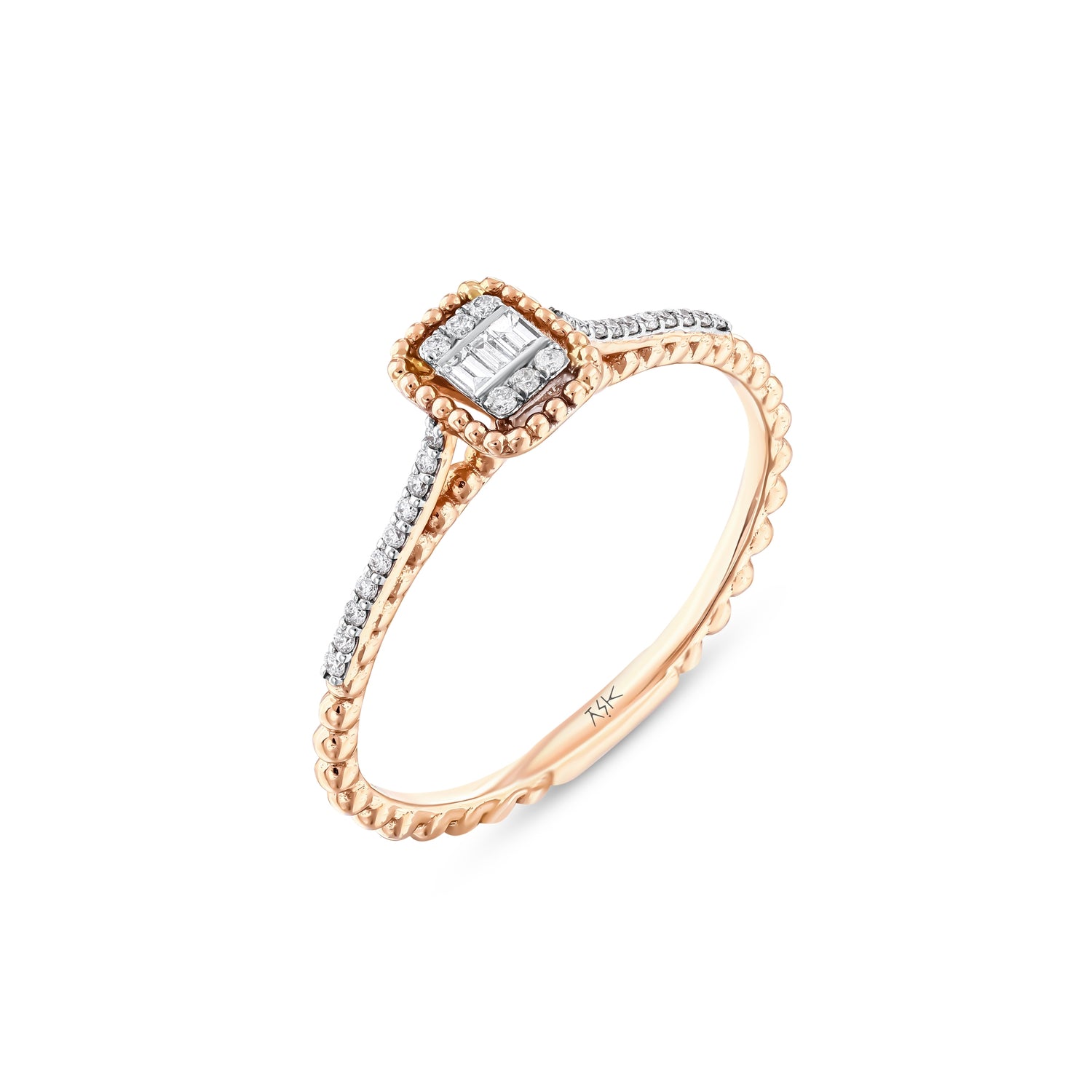 0,16 Karat Pırlantalı Baget Yüzük