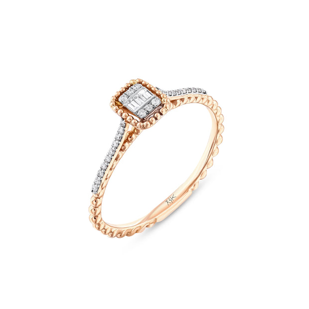 0,16 Karat Pırlantalı Baget Yüzük