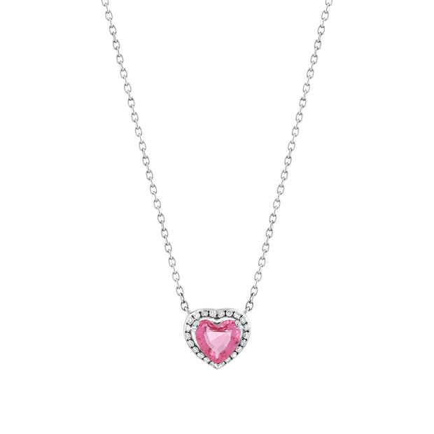 0,80 Karat Pırlanta Pembe Topaz Kolye