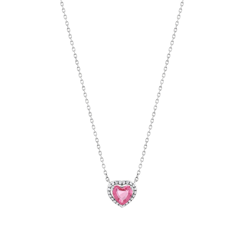 0,80 Karat Pırlanta Pembe Topaz Kolye