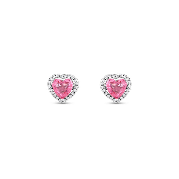 1,60 Karat Pırlanta Pembe Topaz Küpe