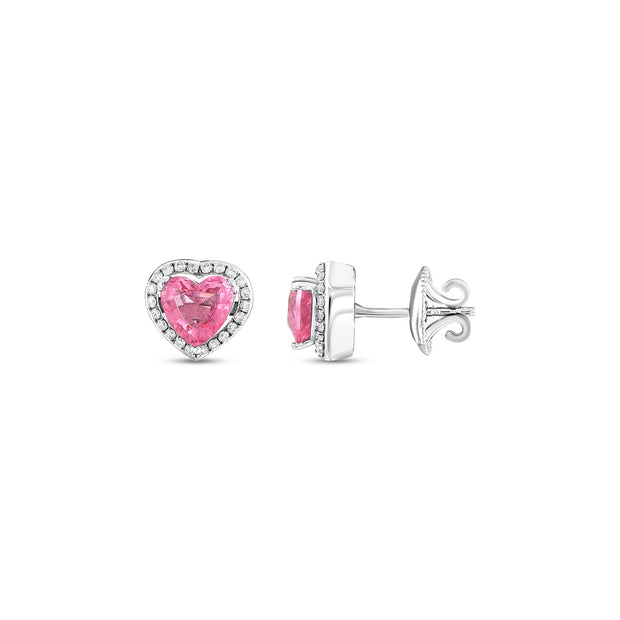 1,60 Karat Pırlanta Pembe Topaz Küpe