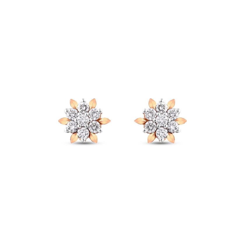 0,60 Karat Pırlantalı Çiçek  Küpe