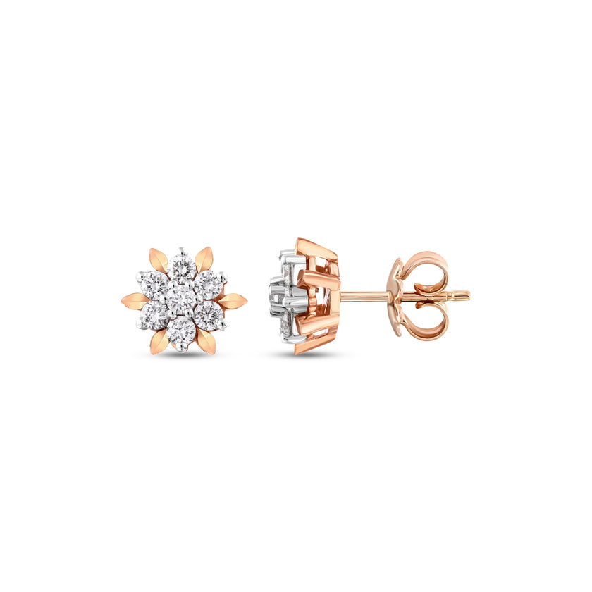 0,60 Karat Pırlantalı Çiçek  Küpe