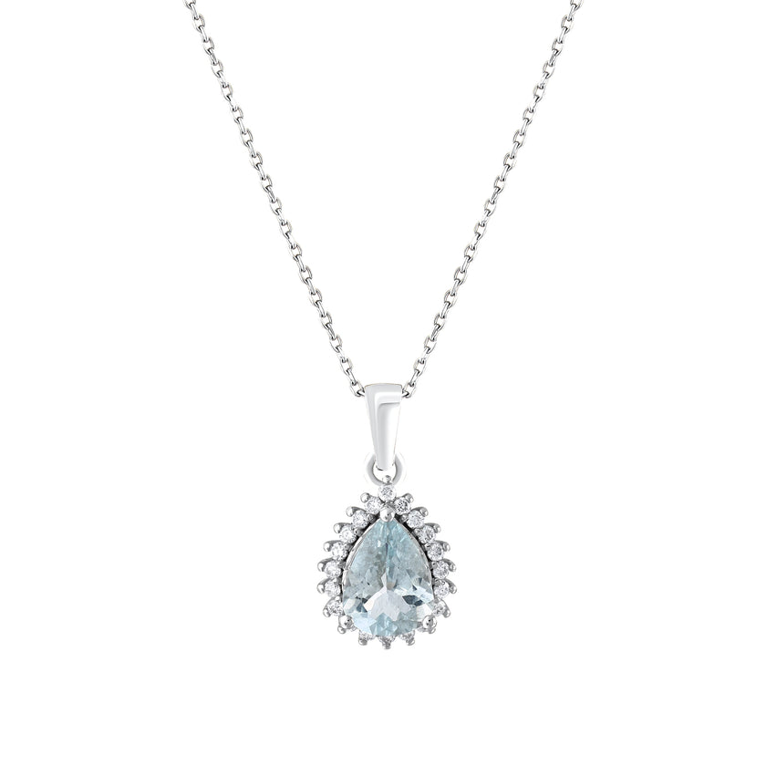 1,06 Karat Pırlanta Akuamarin Kolye