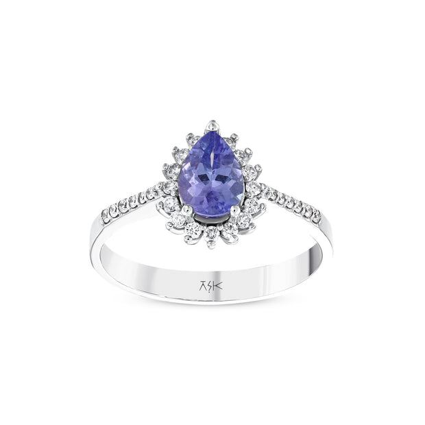 0,90 Karat Pırlanta Tanzanit Yüzük