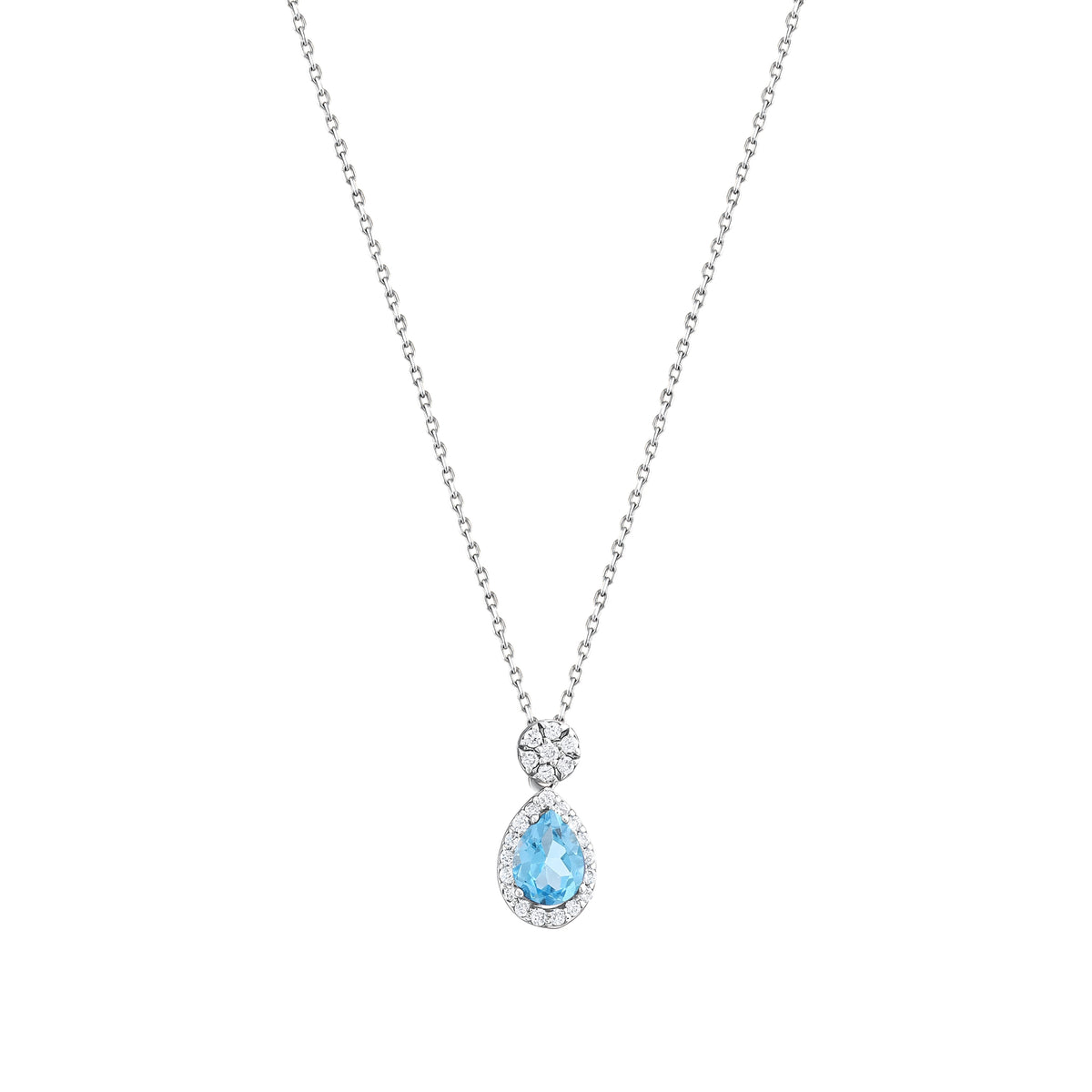 0,45 Karat Pırlanta Mavi Topaz Kolye