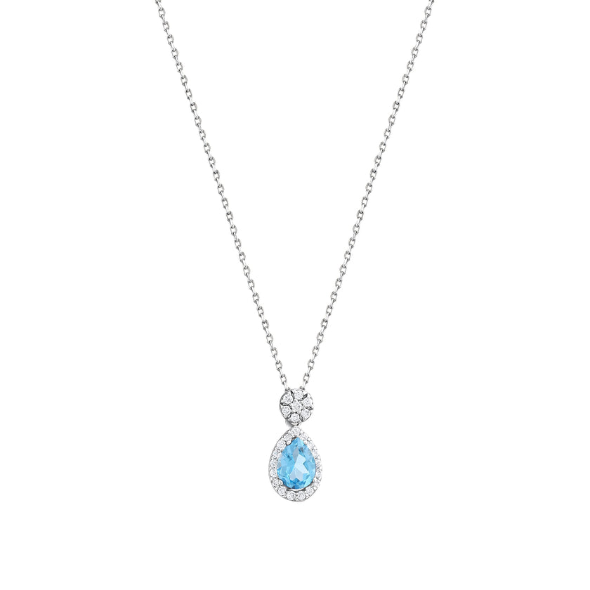 0,45 Karat Pırlanta Mavi Topaz Kolye
