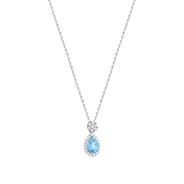 0,45 Karat Pırlanta Mavi Topaz Kolye