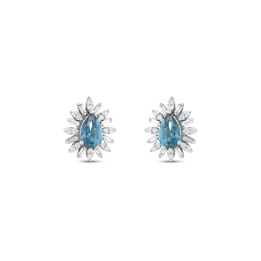 1,29 Karat Pırlanta London Topaz Küpe