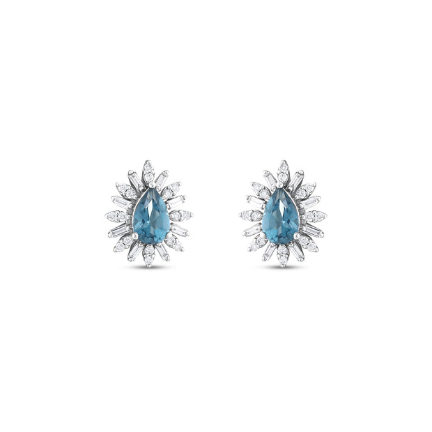 1,29 Karat Pırlanta London Topaz Küpe