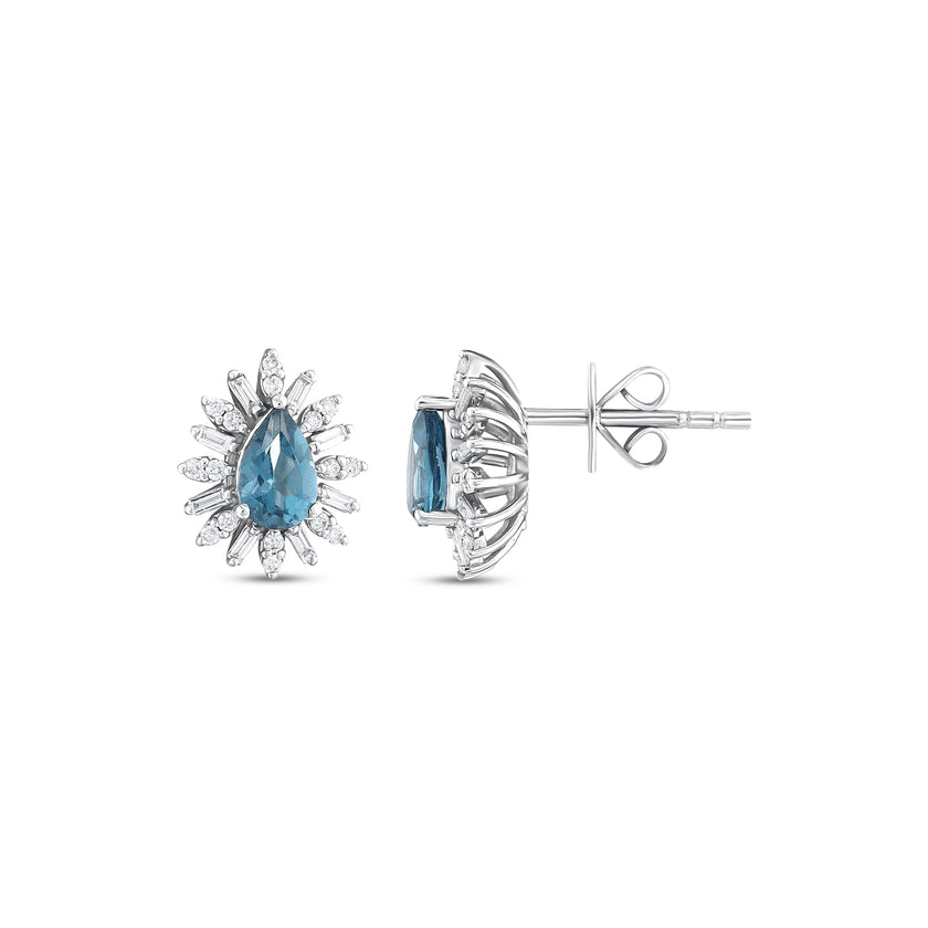 1,29 Karat Pırlanta London Topaz Küpe