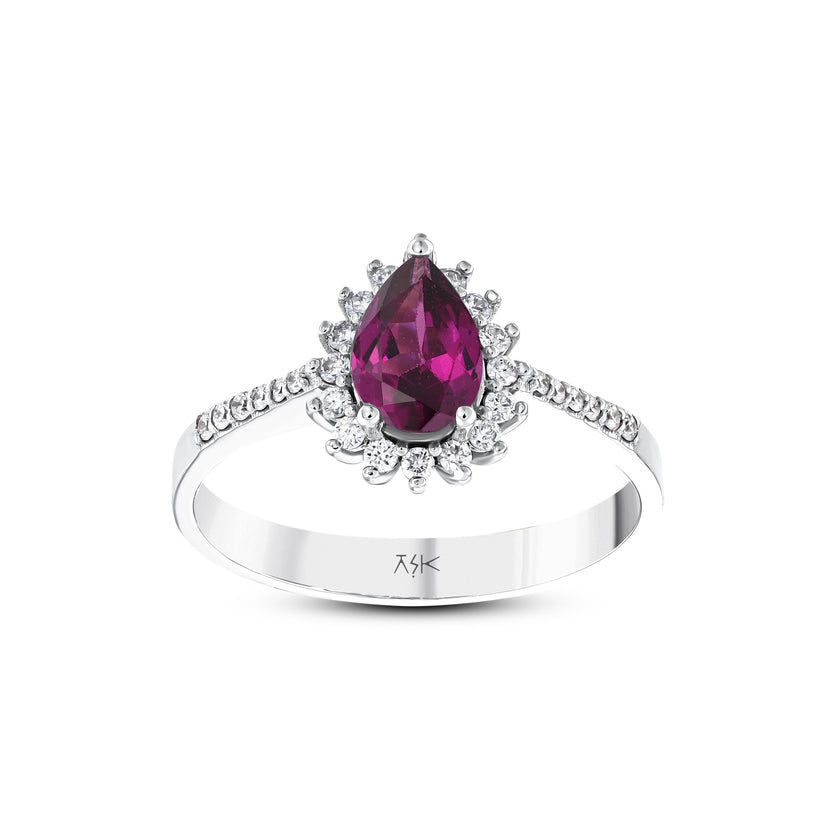 1,06 Karat Pırlanta Rodolit Yüzük