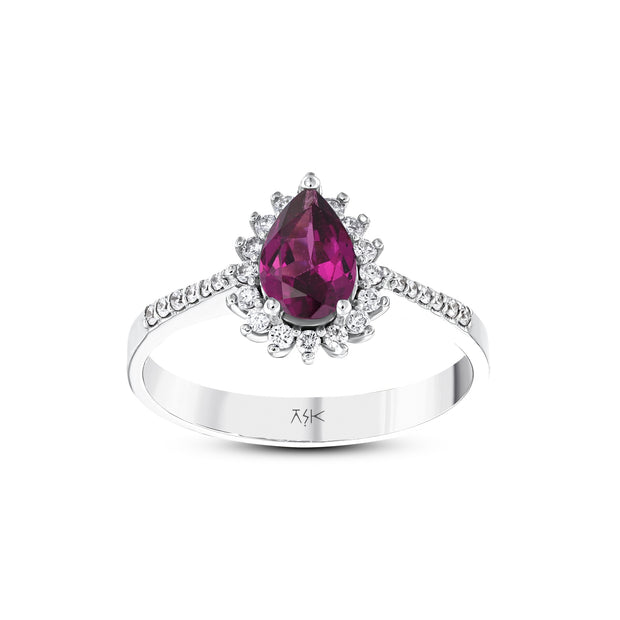 1,06 Karat Pırlanta Rodolit Yüzük