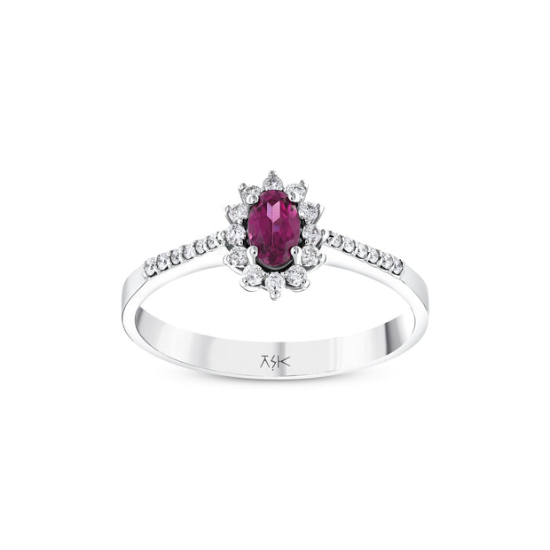 0,48 Karat Pırlantalı Rodolit Yüzük