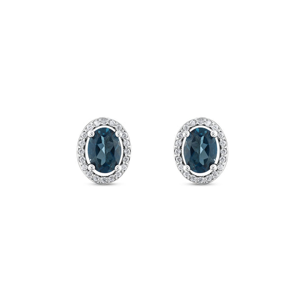 1,59 Karat Pırlanta London Blue Topaz Küpe