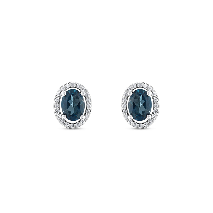 1,59 Karat Pırlantalı London Topaz Küpe