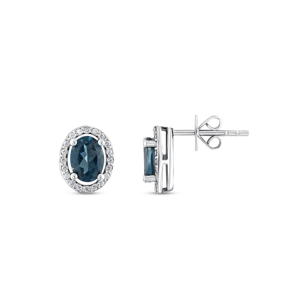 1,59 Karat Pırlantalı London Topaz Küpe