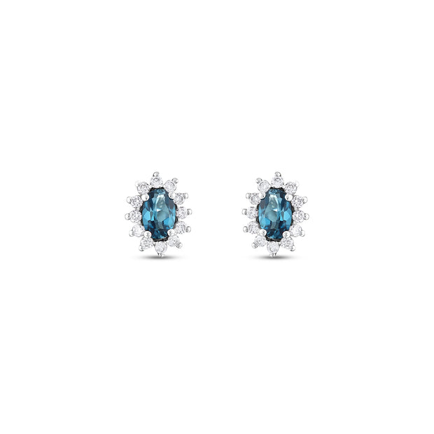 0.74 Karat Pırlanta London Topaz Küpe