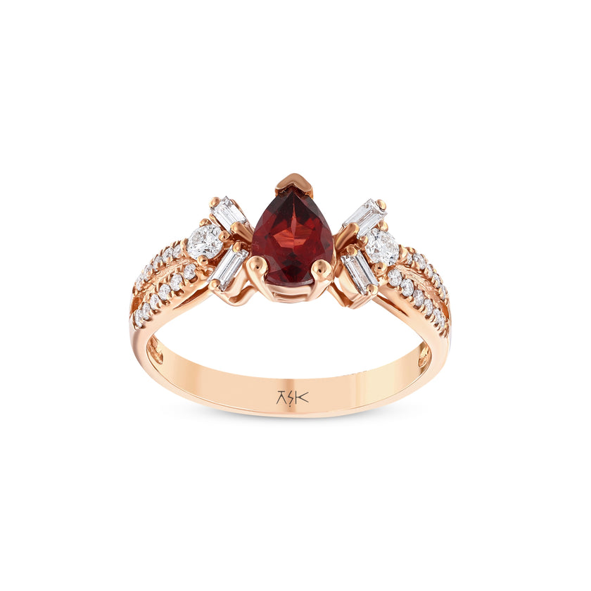 1,15 Karat Pırlanta Garnet Yüzük
