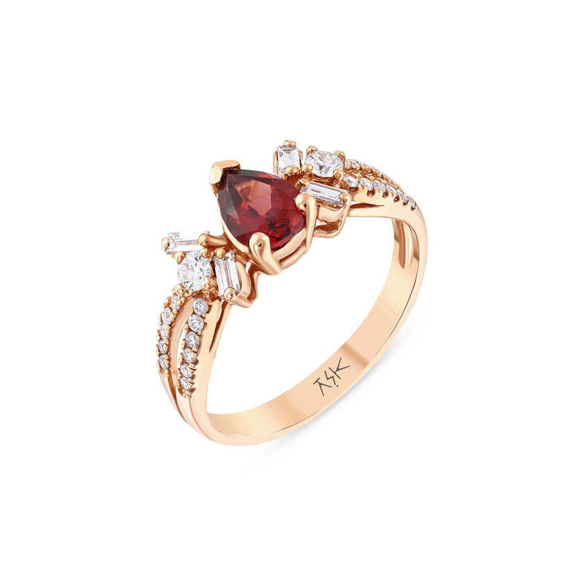 1,15 Karat Pırlanta Garnet Yüzük