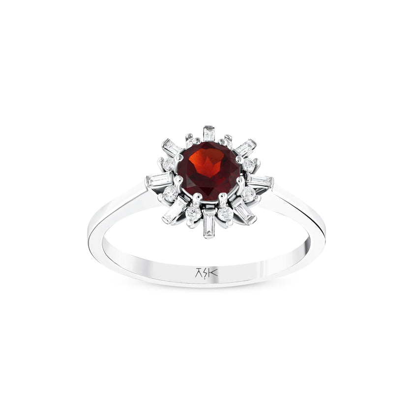 0,79 Karat Pırlanta Garnet Yüzük