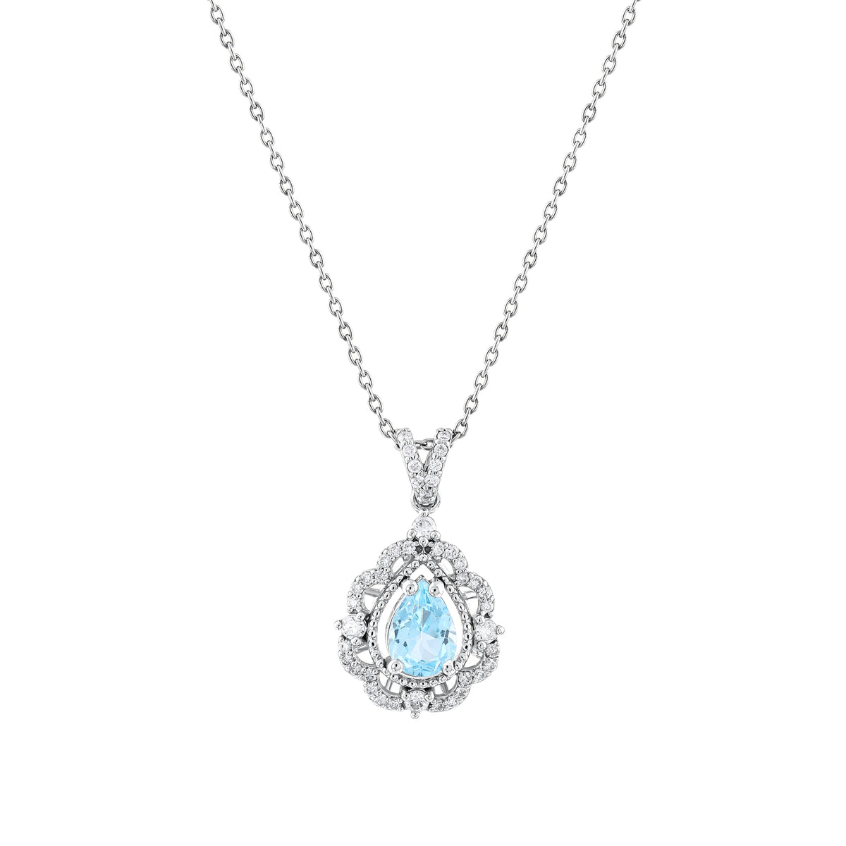 1,12 Karat Pırlanta Mavi Topaz Kolye
