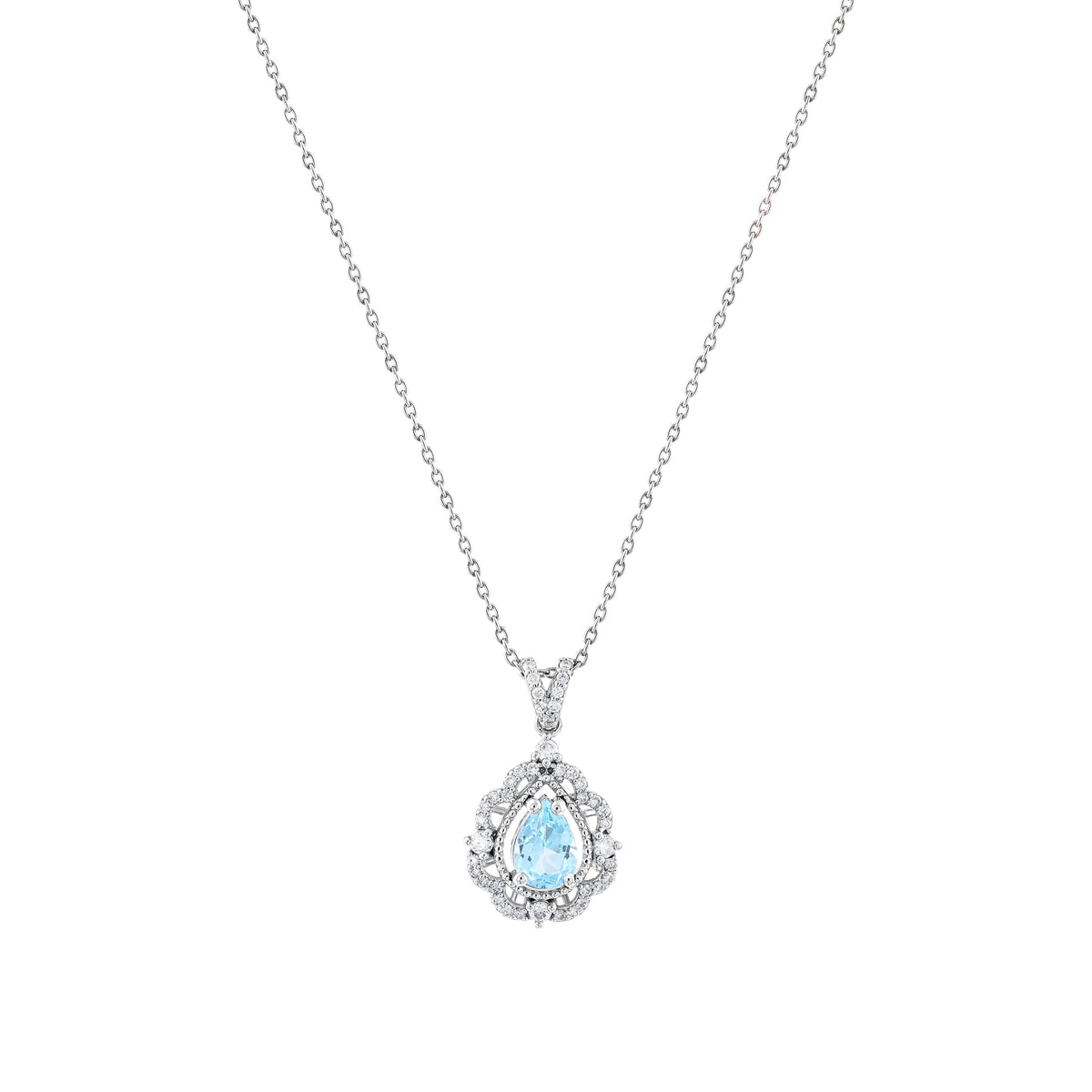 1,12 Karat Pırlanta Mavi Topaz Kolye