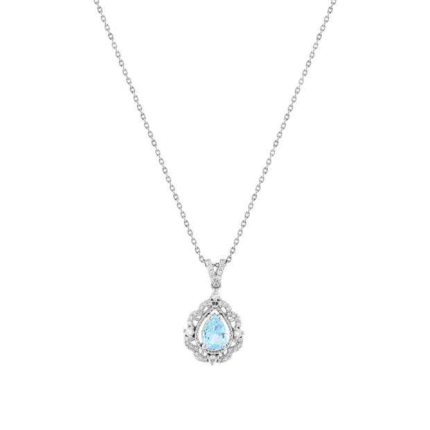 1,12 Karat Pırlanta Mavi Topaz Kolye