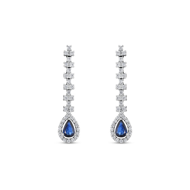 1,42 Karat Pırlanta Safir Küpe