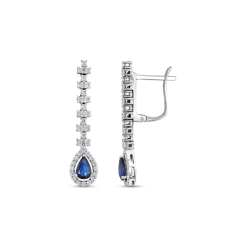 1,42 Karat Pırlanta Safir Küpe