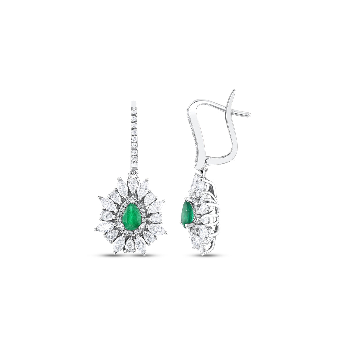 3,08 Karat Pırlanta Zümrüt Küpe