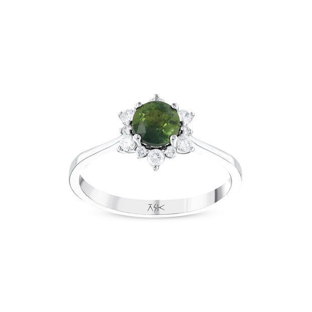 0,94 Karat Pırlanta Yeşil Safir Yüzük