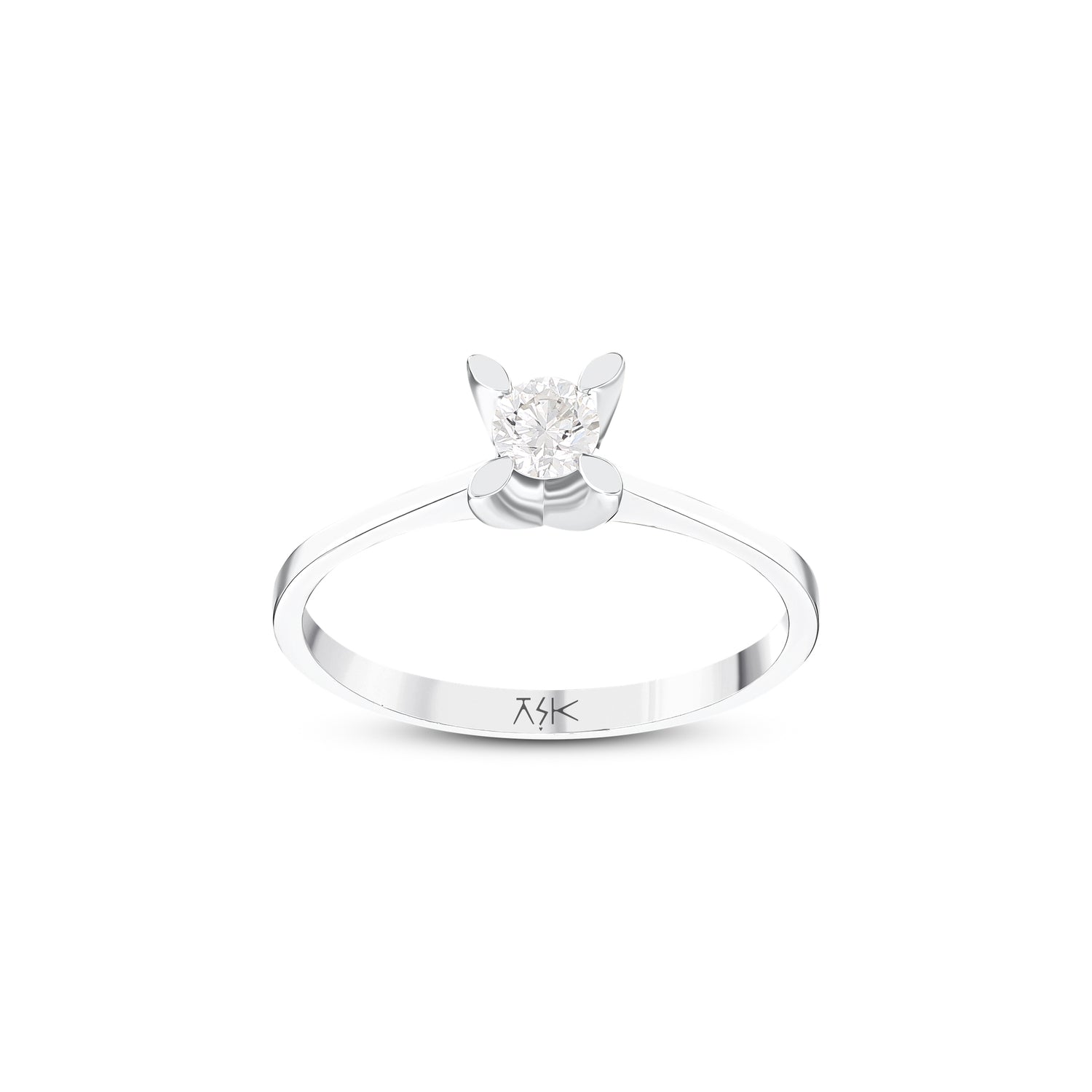 0,19 Karat Pırlantalı Tektaş Yüzük