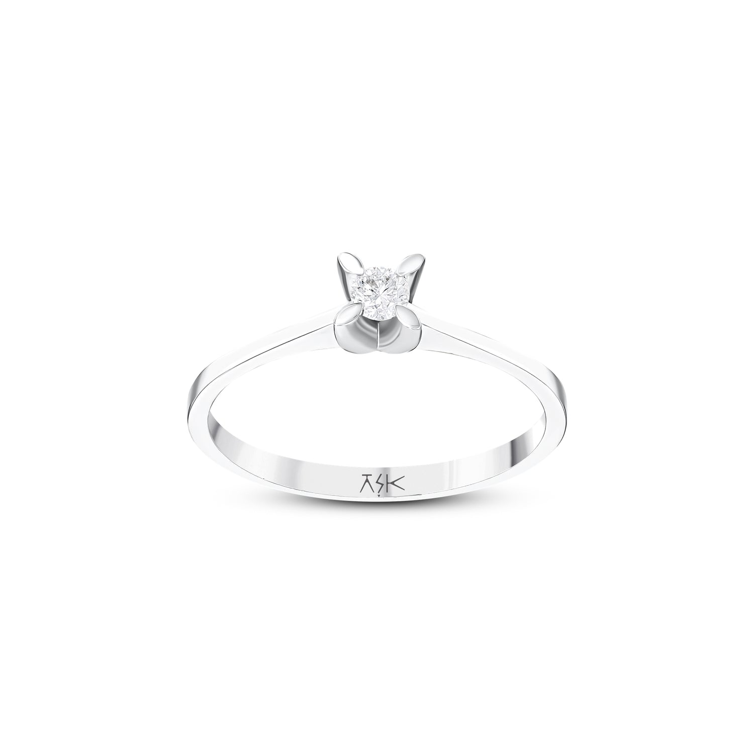 0,10 Karat Pırlantalı Tektaş Yüzük