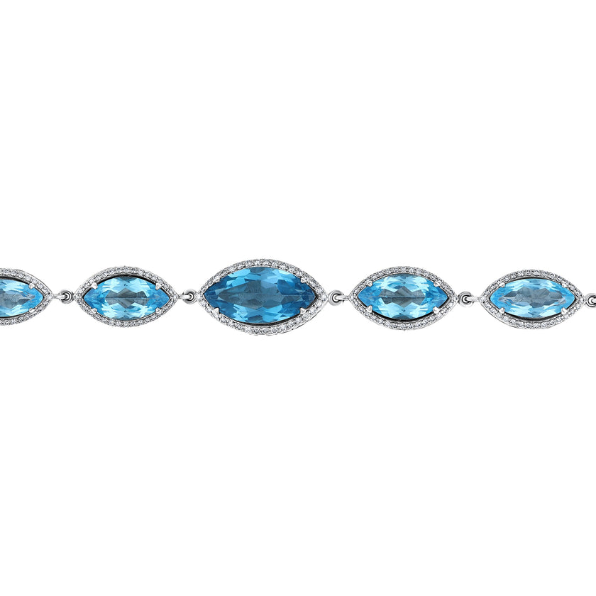 39,69 Karat Pırlanta Mavi Topaz Bileklik