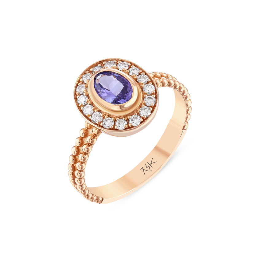 0,75 Karat Pırlanta Tanzanit Yüzük