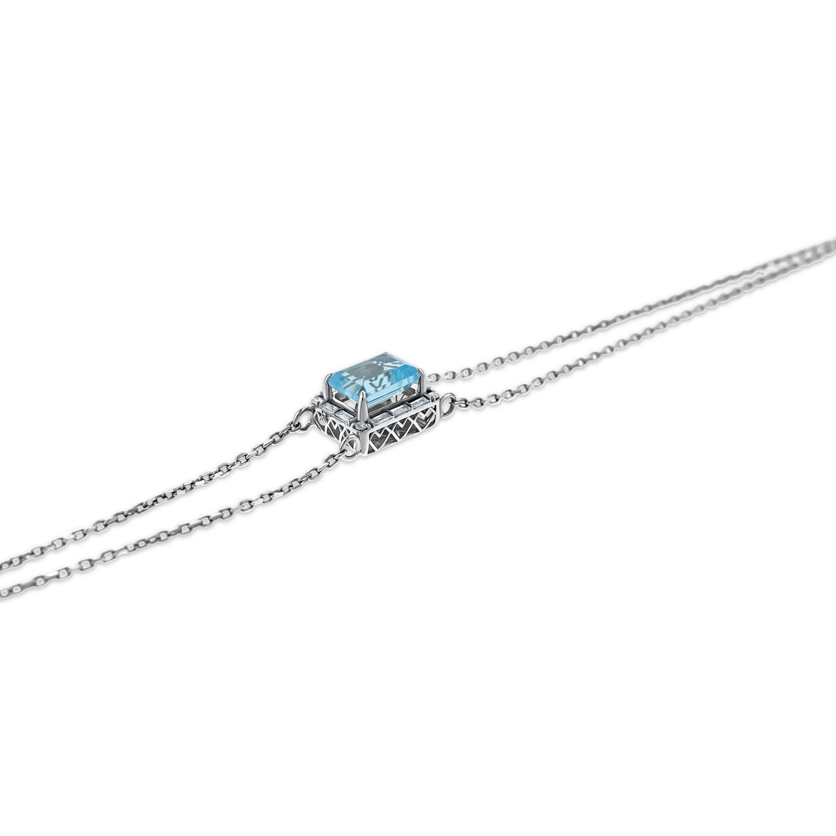 3,12 Karat Pırlanta Mavi Topaz Bileklik