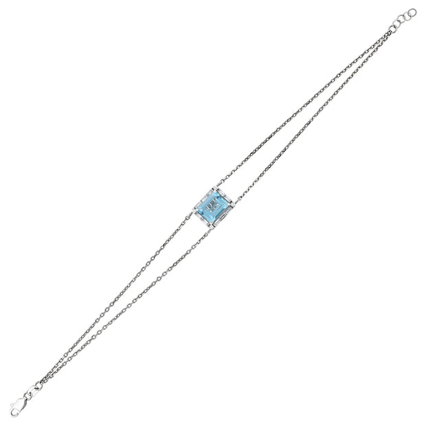 3,12 Karat Pırlanta Mavi Topaz Bileklik