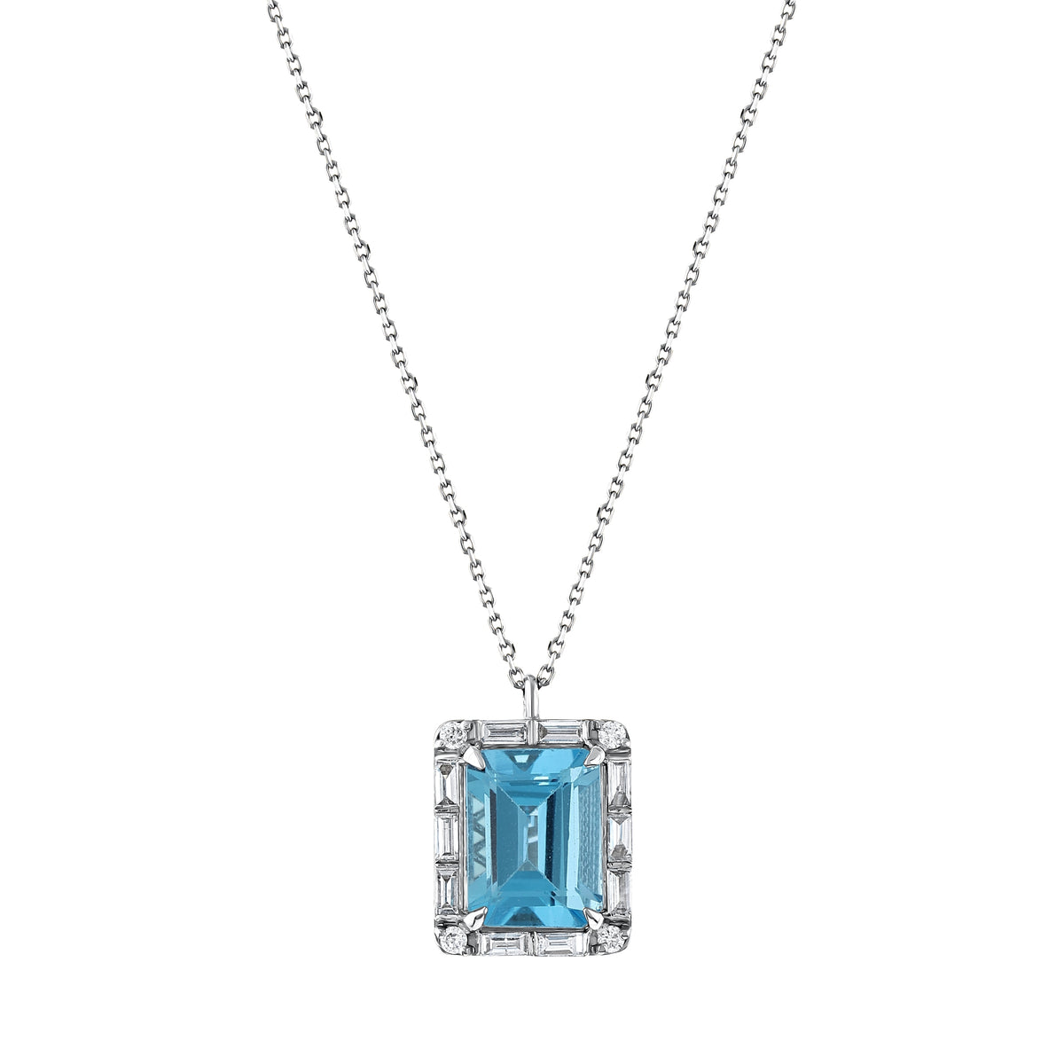 3,10 Karat Pırlanta Mavi Topaz Kolye | Aşk Pırlanta