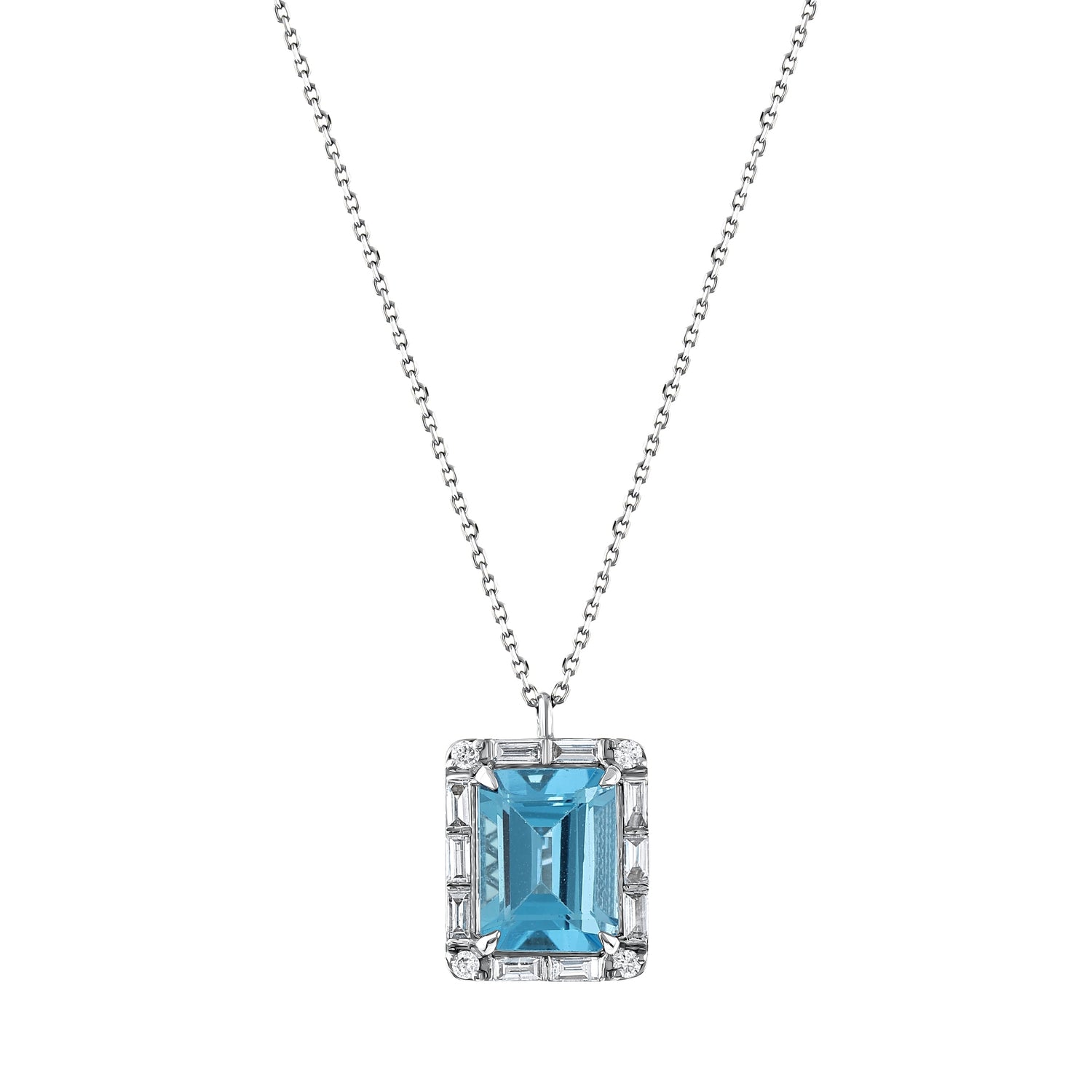 3,10 Karat Pırlanta Mavi Topaz Kolye