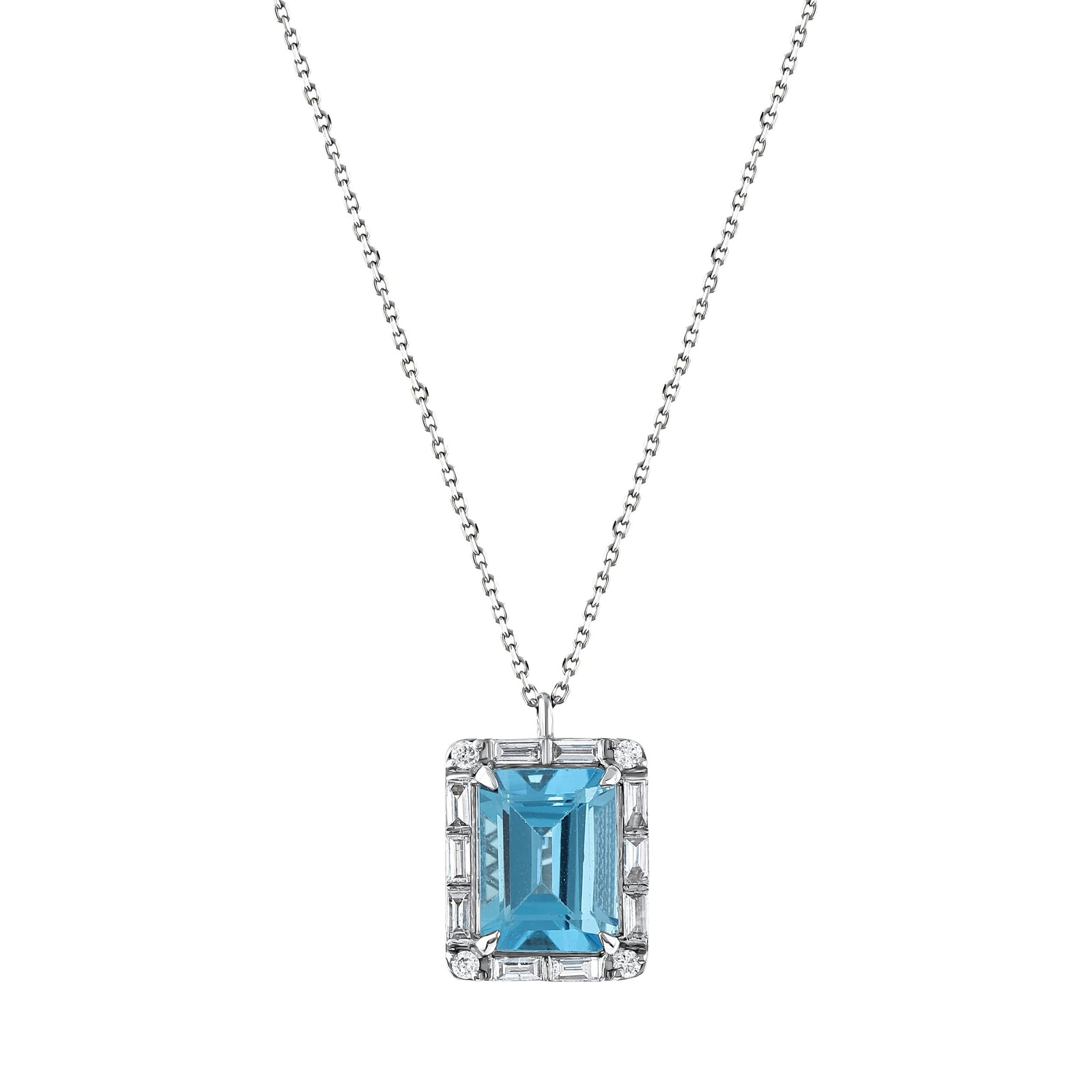 3,10 Karat Pırlanta Mavi Topaz Kolye