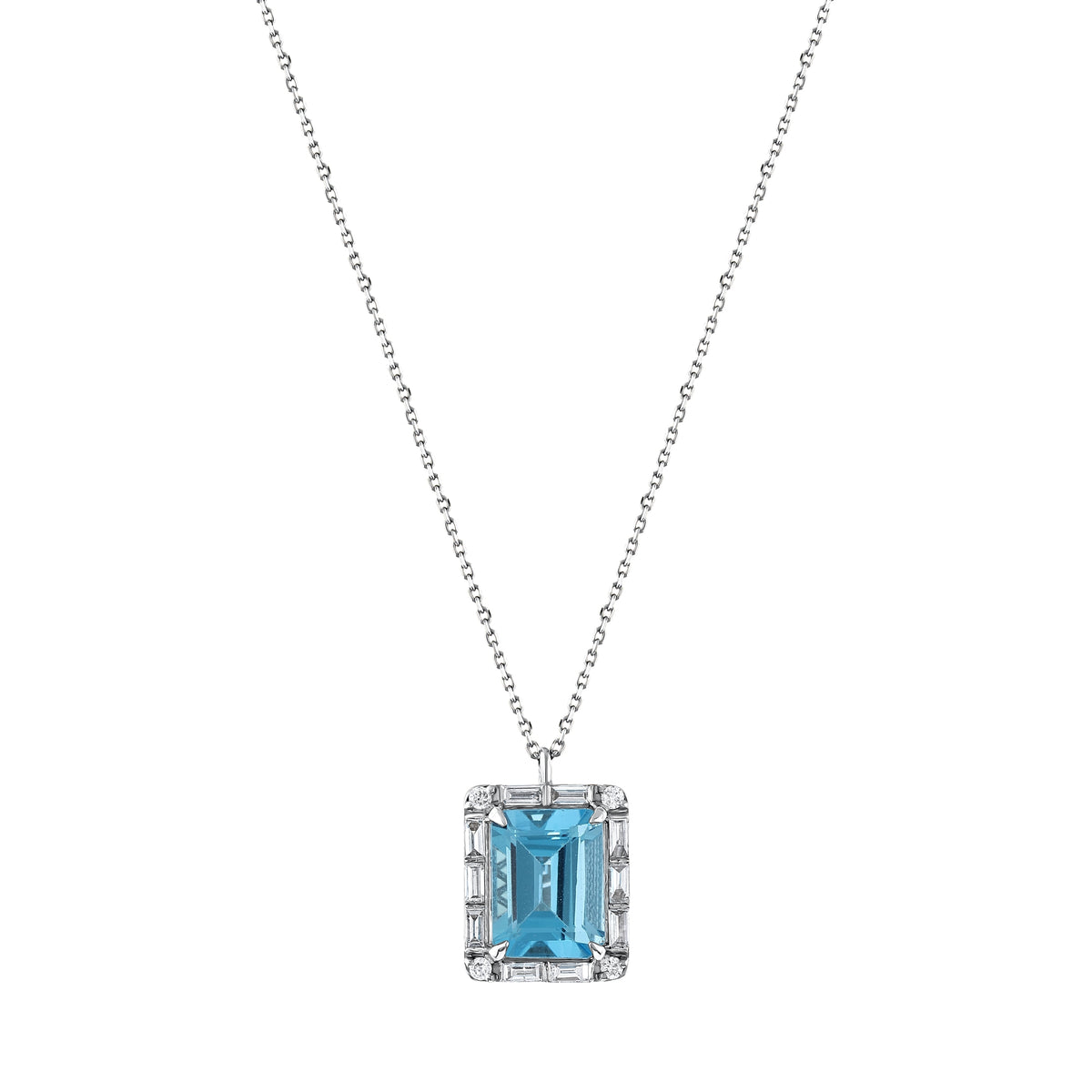3,10 Karat Pırlanta Mavi Topaz Kolye