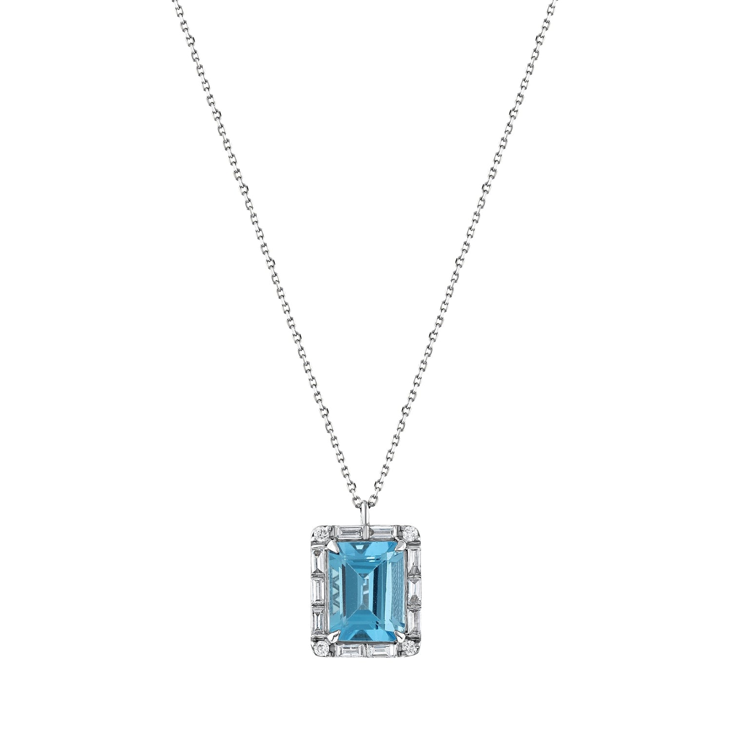 3,10 Karat Pırlanta Mavi Topaz Kolye