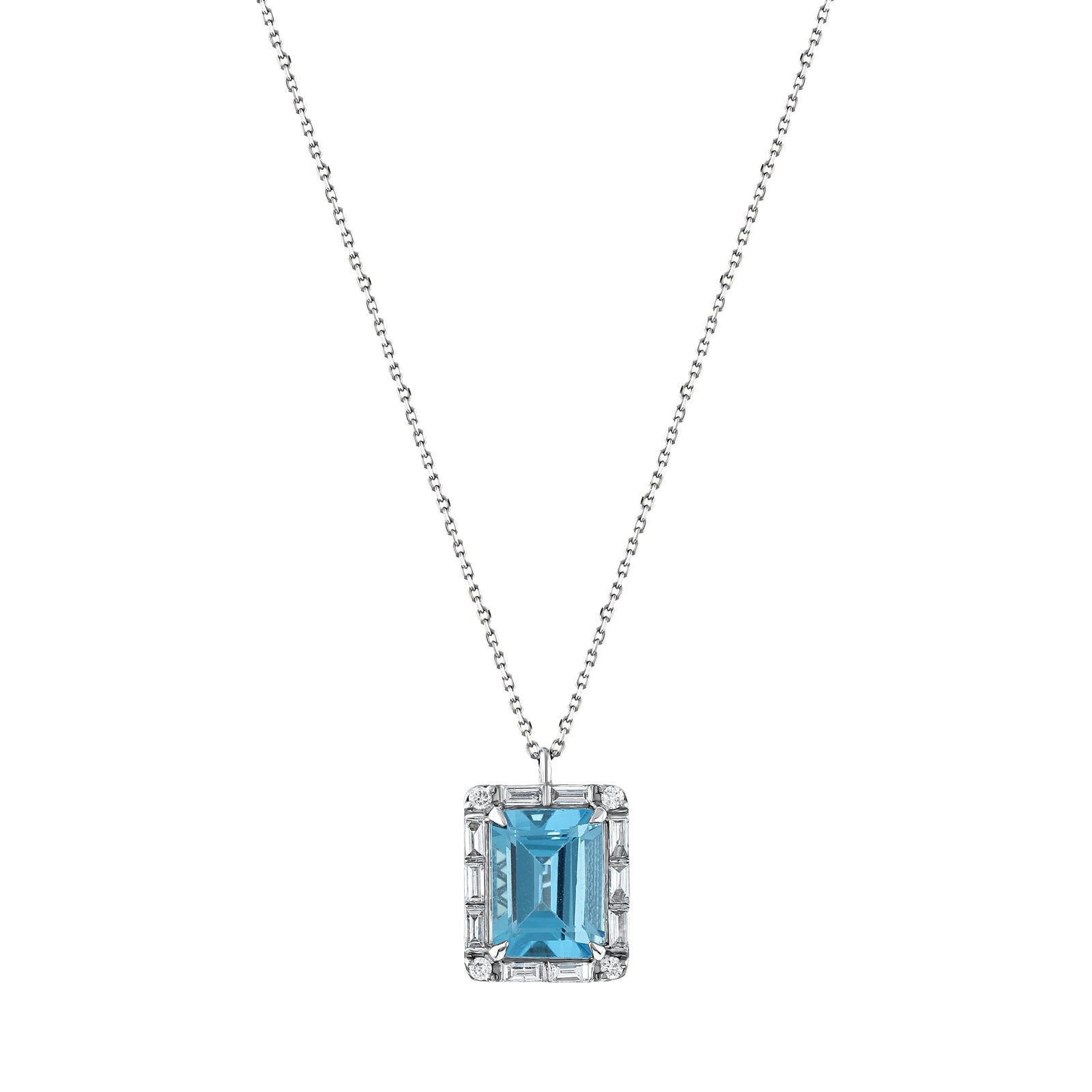 3,10 Karat Pırlanta Mavi Topaz Kolye