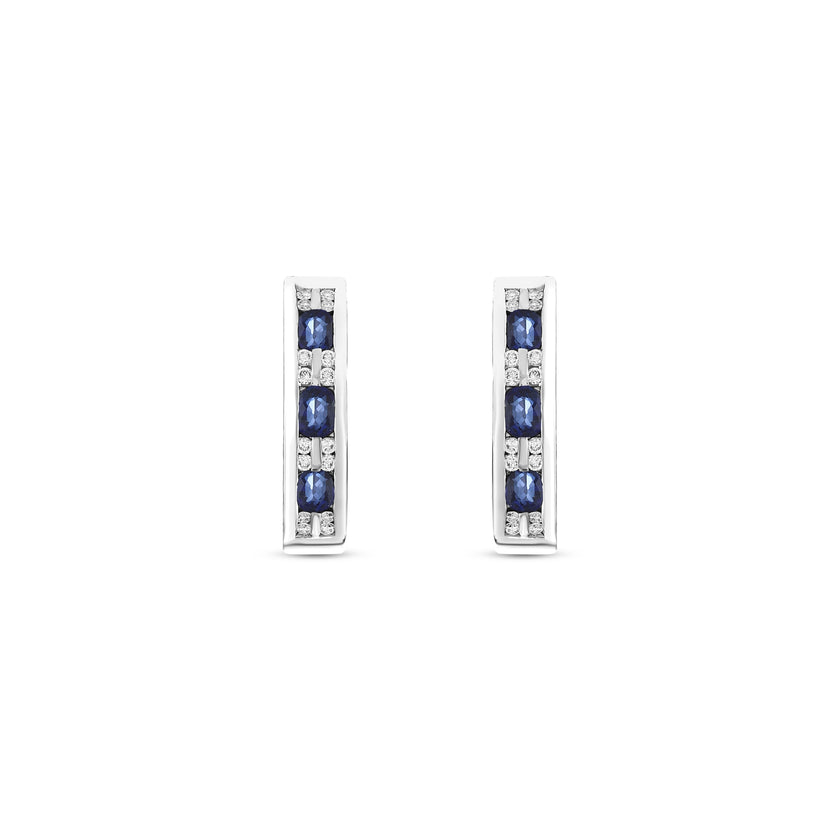 1,56 Karat Pırlanta Safir Küpe