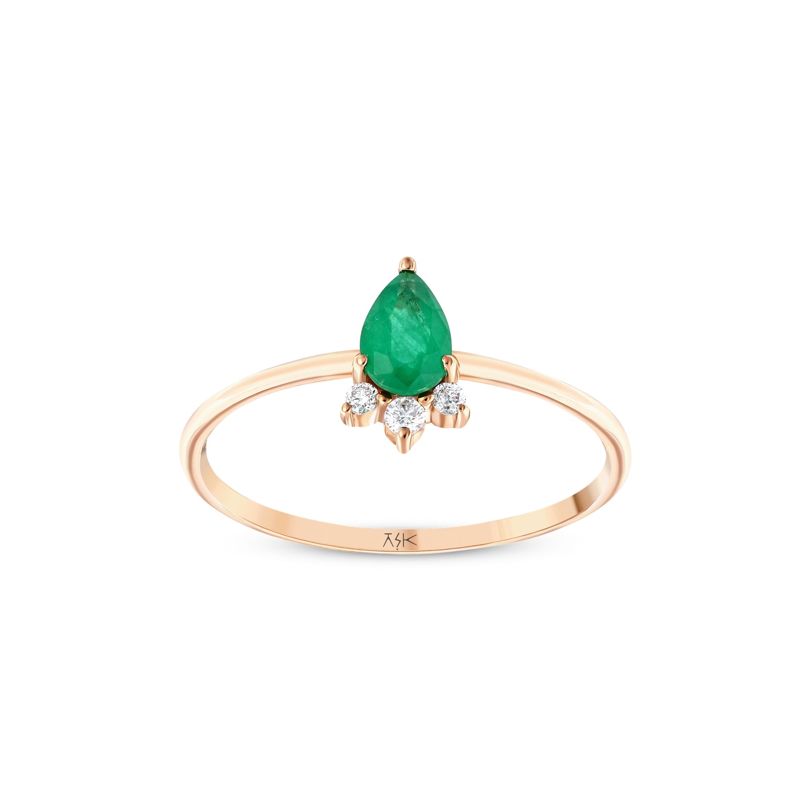 0,39 Karat Pırlanta Zümrüt Yüzük